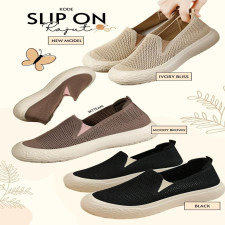 (SIAP KIRIM) SEPATU SLIP ON RAJUT - MOODY BROWN SIZE 39
