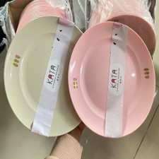 (SIAP KIRIM ) dinner round plate versi warna pinknya  