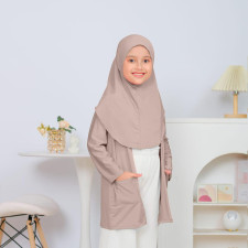 (SIAP KIRIM) CARDIGAN HIJAB 2in1 FOR KIDS SIZE L