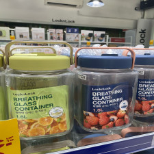 (SIAP KIRIM) LOCK N LOCK BREATHING GLASS CONTAINER 1.6L BLUE